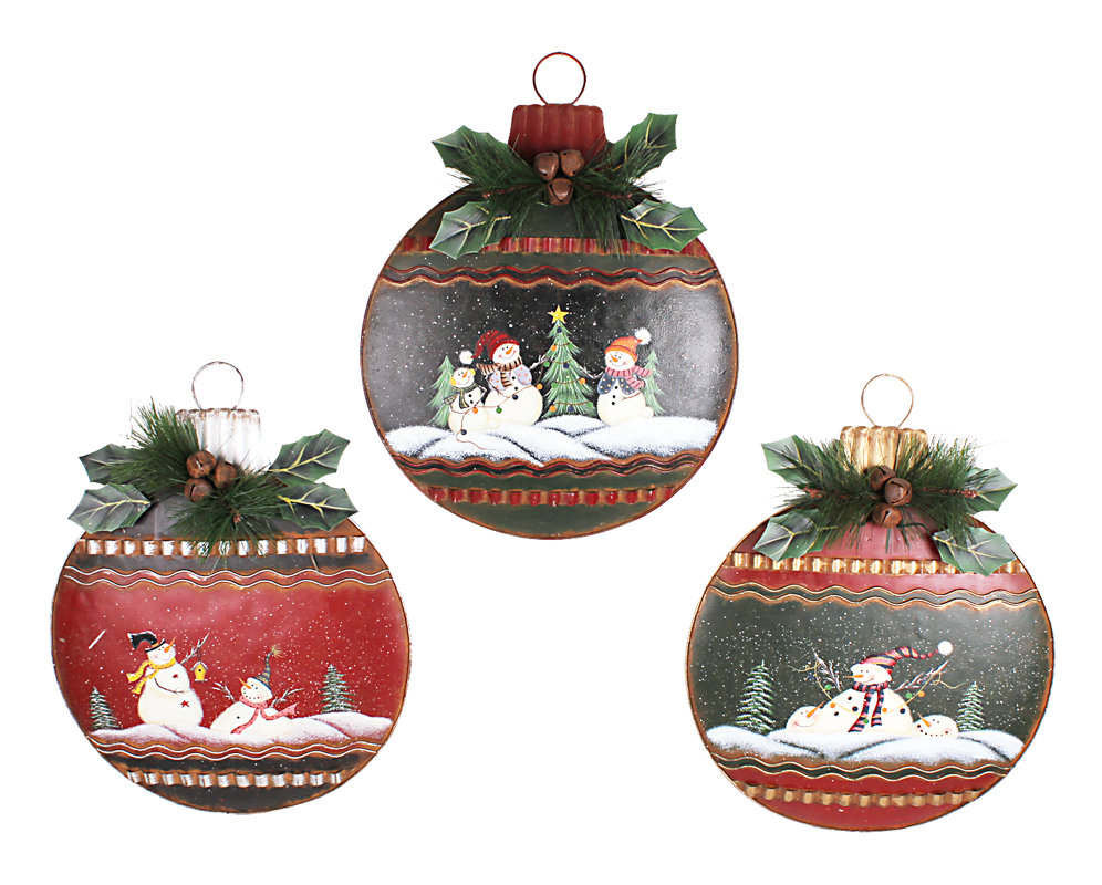 AttractionDesignHome Christmas Hanging 3 Piece Large Ornament Wall